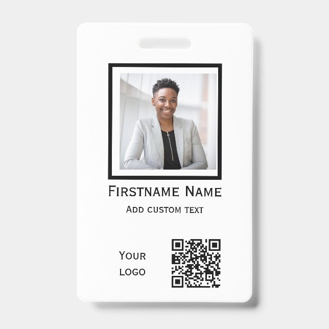 badge d'employé de photo blanc personnalisé code Q (Avant)
