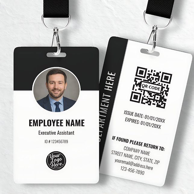 Badge d'employé de photo d'identité professionnell (Professional Black White Photo ID Employee Badge)