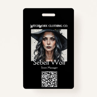 Badge d'employé gothique noir Pentacle