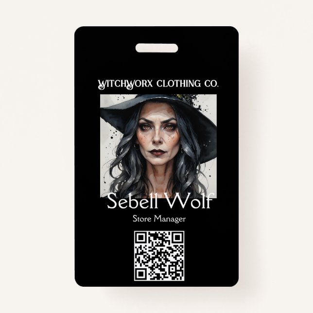 Badge d'employé gothique noir Pentacle (Devant)