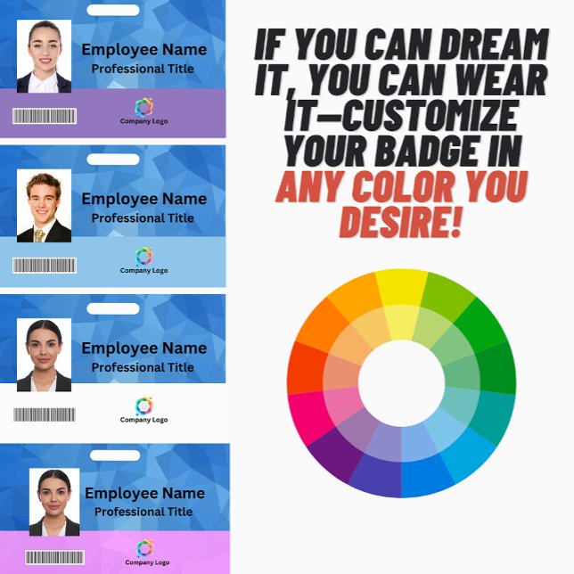 Badge d'employé personnalisé avec photo, code-barr (Personalized Name Badges & Professional ID Solutions, Customised Name Badges For Any Profession )