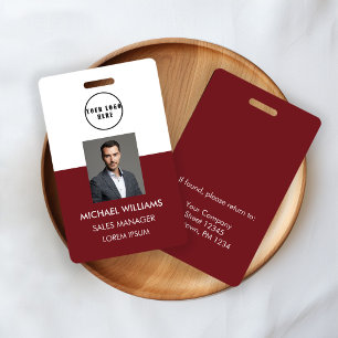 Badge d'employé photo-ID blanc rouge