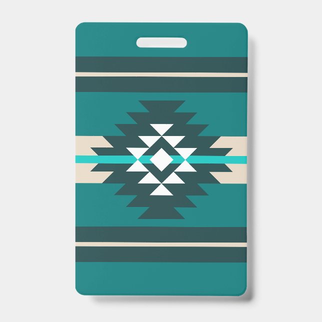 Badge Design aztèque en couleur turquoise (Avant)