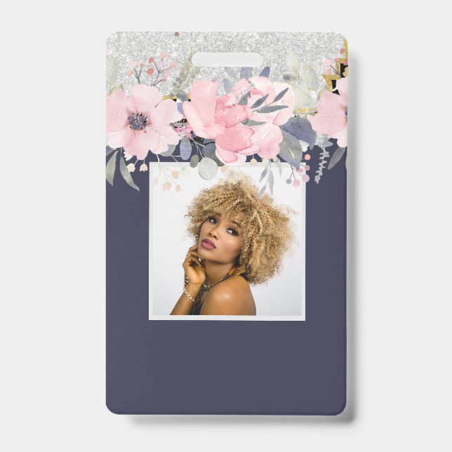 Badge Design Propre Jolie Fille Rose Papier à lettres fl (Front)