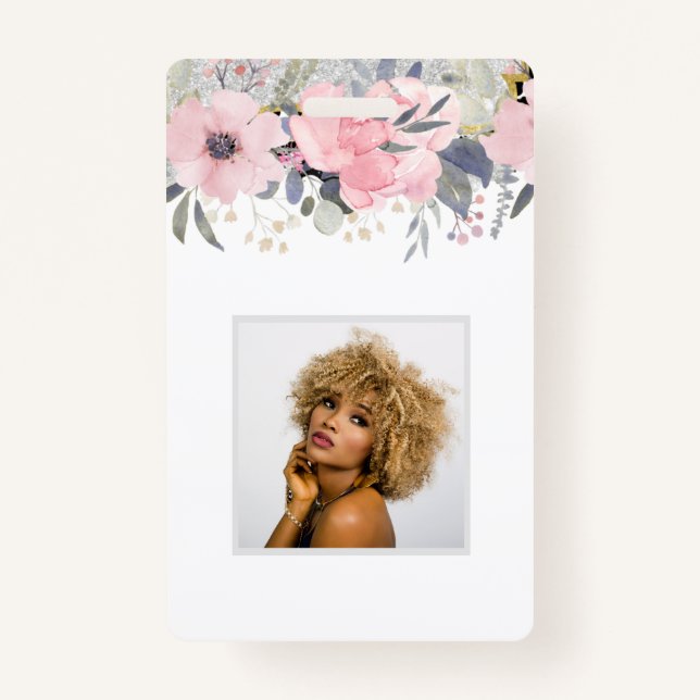 Badge Design Propre Jolie Fille Rose Papier à lettres fl (Devant)