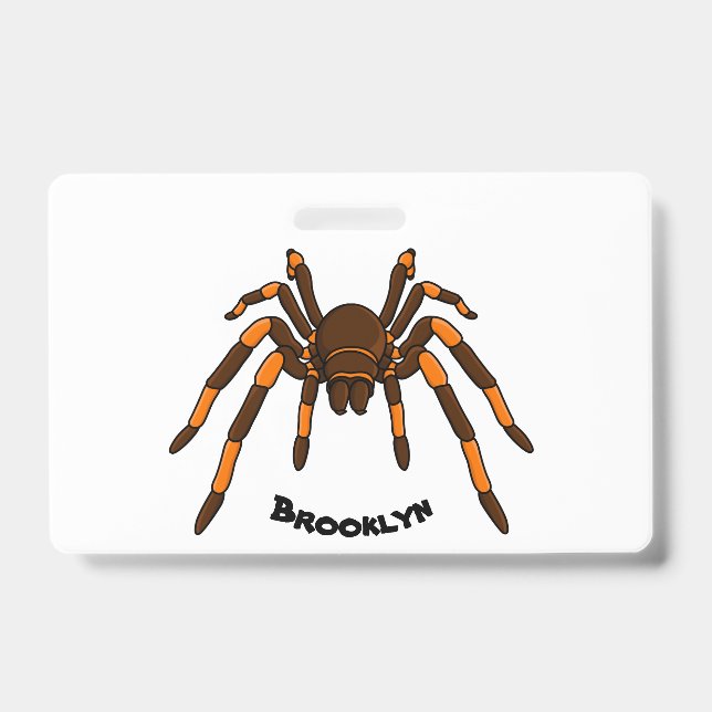 Badge Dessin animé d'araignée tarentule marron et orange (Avant)
