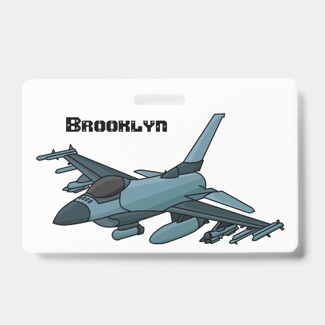 Badge Dessin animé d'avion de chasse militaire (Avant)