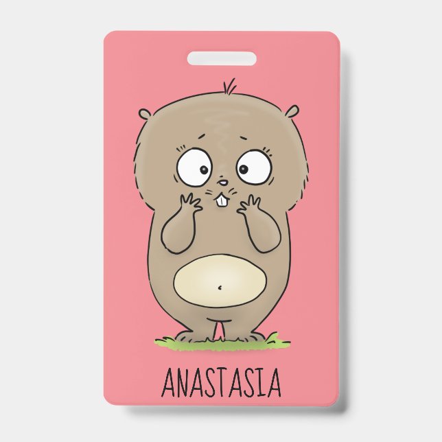 Badge Dessin animé de hamster grassouillet adorable oubl (Avant)