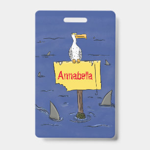 Badge Dessin animé d'oiseau de mer drôle encerclé par de