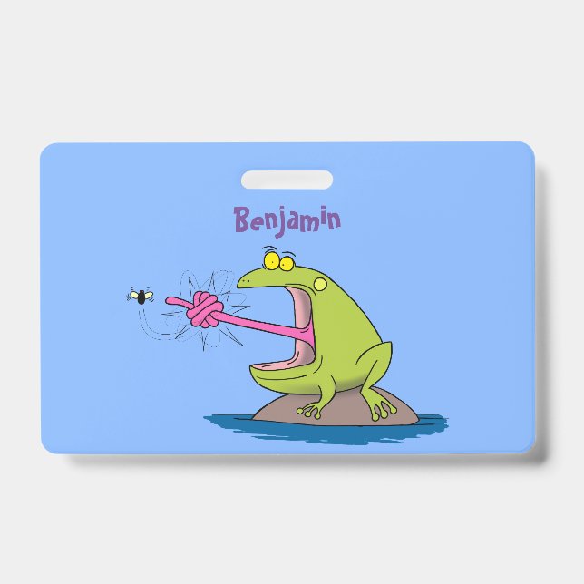 Badge Dessin animé drôle de grenouille et de mouche (Avant)