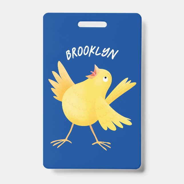 Badge Dessin animé d'un oiseau canari jaune chantant mig (Avant)