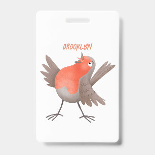 Badge Dessin animé d'un oiseau rouge chantant mignon