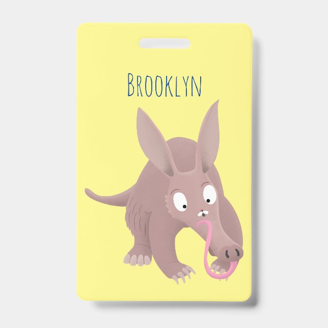 Badge Dessin animé mignon de l'aardvark drôle (Avant)