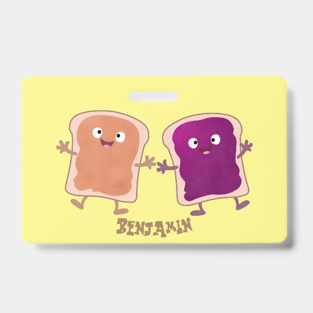 Badge Dessin animé mignon de sandwich au beurre de cacah (Avant)