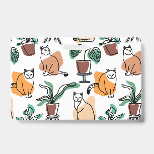 Badge Dessin au trait chats et fleurs