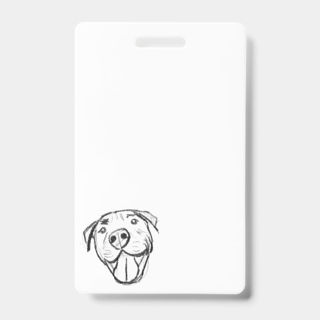 Badge dessin pitbull simple amoureux des chiens noir bla (Avant)