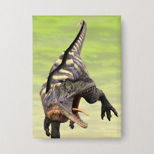 Badge Dessin préhistorique drôle d'Aucasaurus rugissant