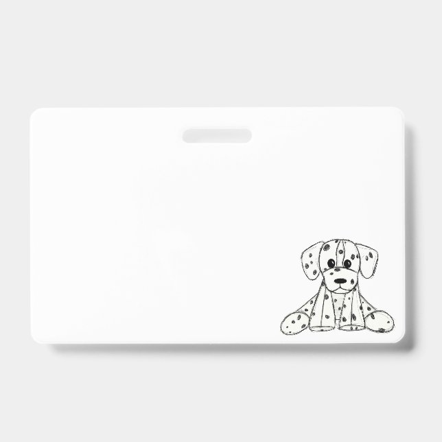 Badge Dessin simple de contour de chien Dalmatian rembou (Avant)