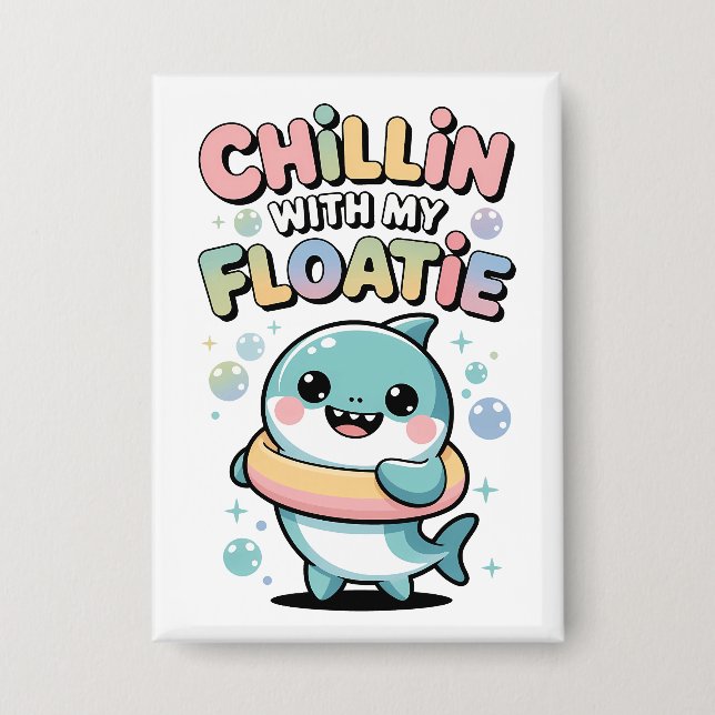 Badge Détente avec mon flotteur | Bébé Requin Enfants (Recto)