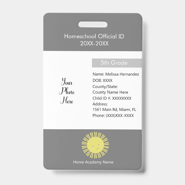 Badge d'étudiant en école à la maison non scolaris (Avant)