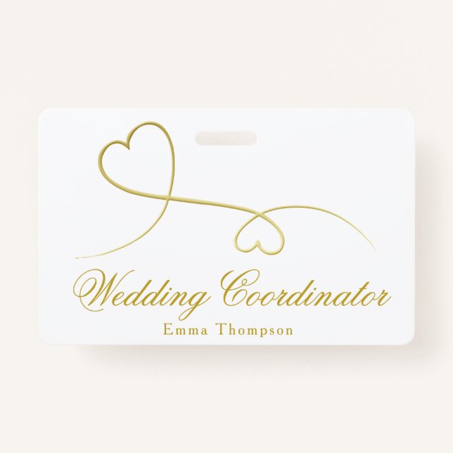 Badge Deux Coeurs d'or | Wedding planner / Coordinateur (Devant)