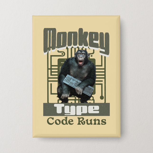 Badge Développeur Full-Stack qui tape comme un singe et  (Recto)