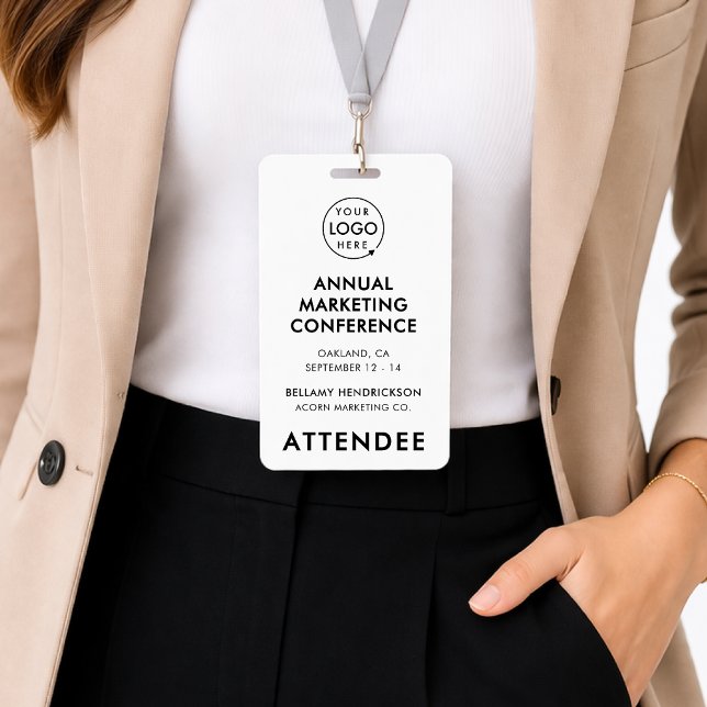 Badge d'événement 4x6 | Code QR du calendrier de l (Create a 4x6 conference badge with attendee details, schedule, and QR code access)