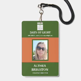 Badge d'événement personnalisé Photo Orange Vert
