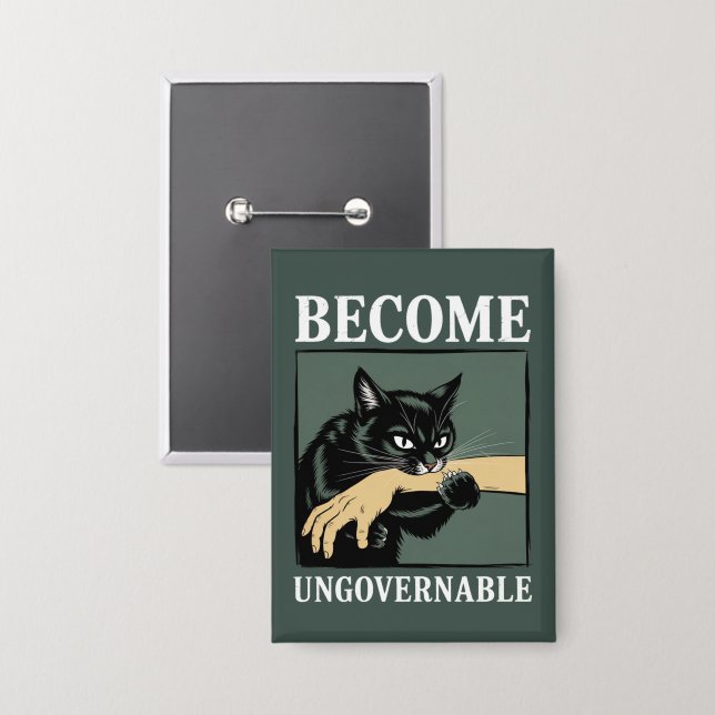 Badge Devenir ingouvernable drôle Anarchie Animaux Cadea (Recto/Verso)