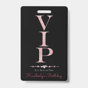 Badge Diamants Glamour Noir Paillettes Roses Fidélité VI