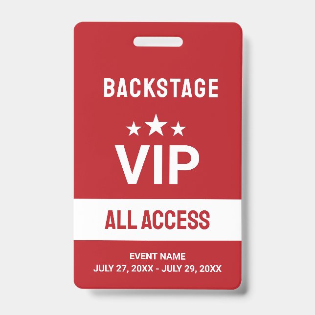 Badge d'ID de carte d'accès VIP rouge (Avant)