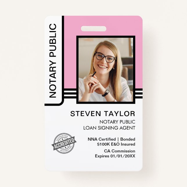 Badge d'ID de l'agent de signature de prêt public  (Devant)