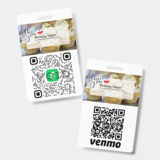 Badge d'ID de traitement de paiement de code QR (Avant & arrière)