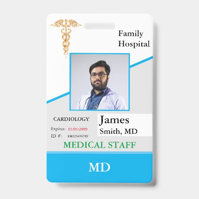Badge d'ID employé Médicale personnalisé + code-ba (Avant)