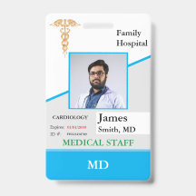 Badge d'ID employé Médicale personnalisé + code-ba