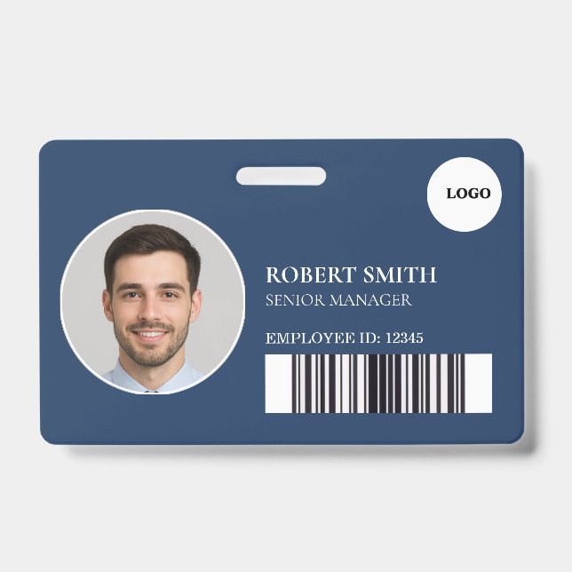 Badge d'ID employé personnalisé avec photo et code (Face)