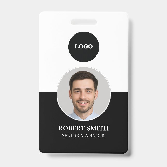 Badge d'ID employé personnalisé avec photo et code (Face)
