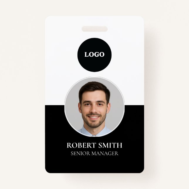 Badge d'ID employé personnalisé avec photo et code (Devant)