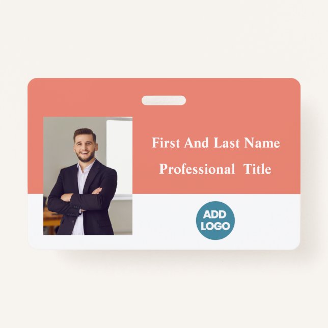 Badge d'ID employé personnalisé - Nom, Photo, Code (Devant)