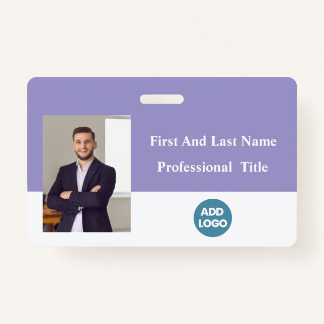 Badge d'ID employé personnalisé - Nom, Photo, Code (Devant)