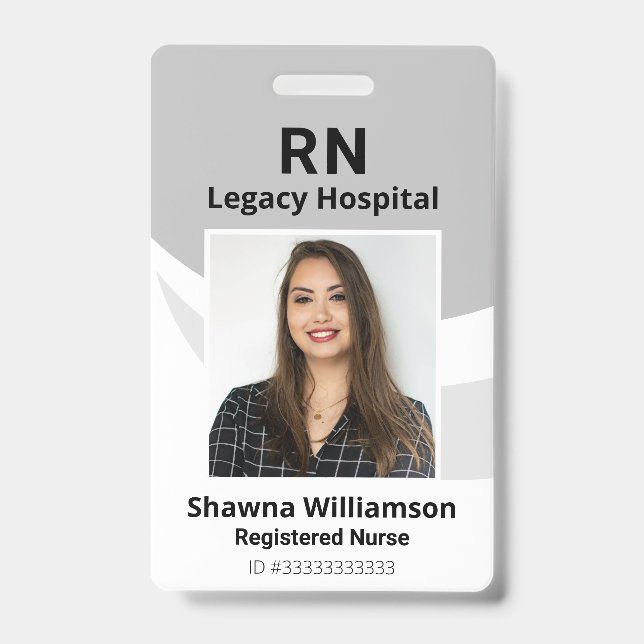 Badge d'ID Médicale gris professionnel avec code b (Avant)