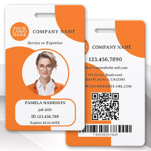 Badge d'ID photo Bold Orange White Retro