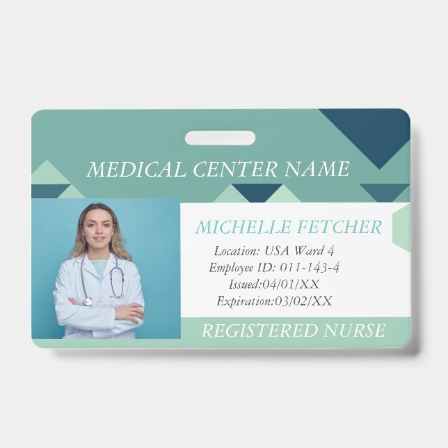 Badge d'ID photo de l'employé de l'hôpital personn (Avant)