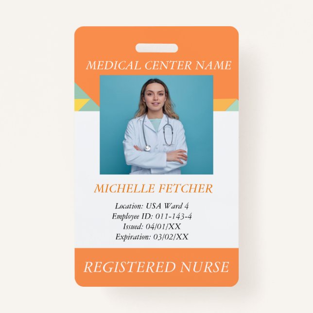 Badge d'ID photo de l'employé de l'hôpital personn (Devant)