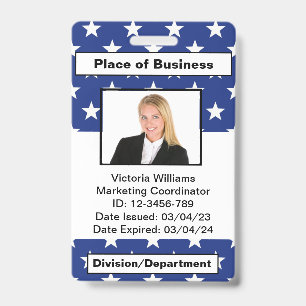 Badge d'ID photo de l'employé personnalisé