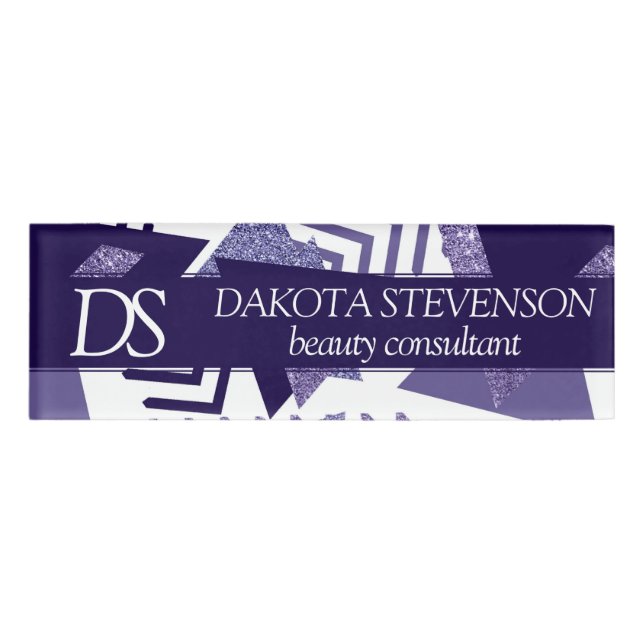 Badge D'identification abstrait Cool des années 80 | Monogramme de formes (Devant)