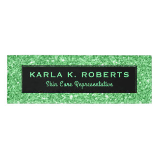 Badge D'identification Accentuation noire de Parties scintillant verte