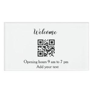 Badge D'identification Accueil simple ouverture bienvenue code barre QR a