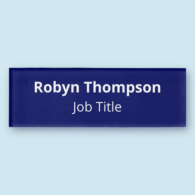 Badge D'identification Acrylique Nom professionnel Balise Magnetic Navy B (MISOOK Simple Navy Blue Name Tag)