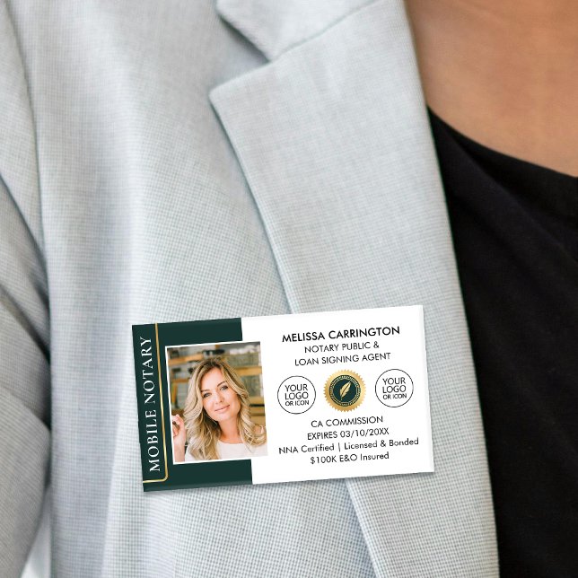 Badge D'identification Agent de notaire public élégant de signature Vert  (Créateur téléchargé)